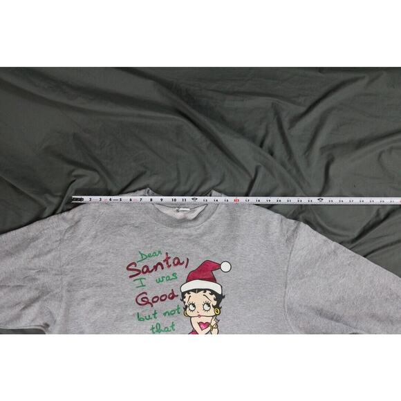 Betty Boop Sweatshirt M/L Gray Dear Santa Holiday Vintage Christmas - Picture 8 of 9